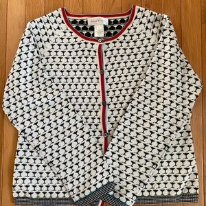 Susan Bristol “dirty martini” Black and White Cardigan size large